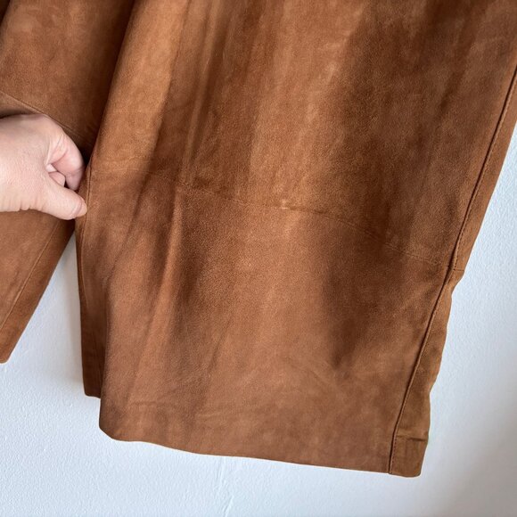 NWT Massimo Dutti Cognac Leather Suede Cropped Pants - XS - Picture 5 of 16